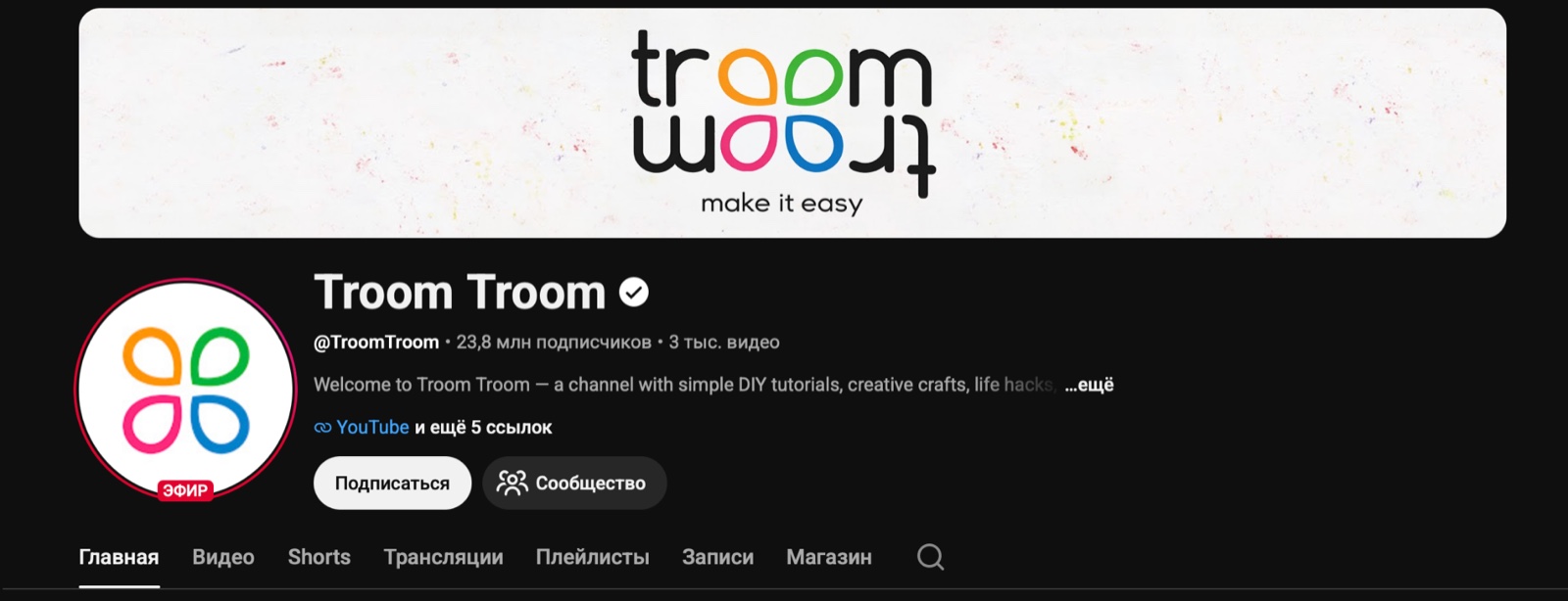 Кейс: YouTube-канал Troom Troom
